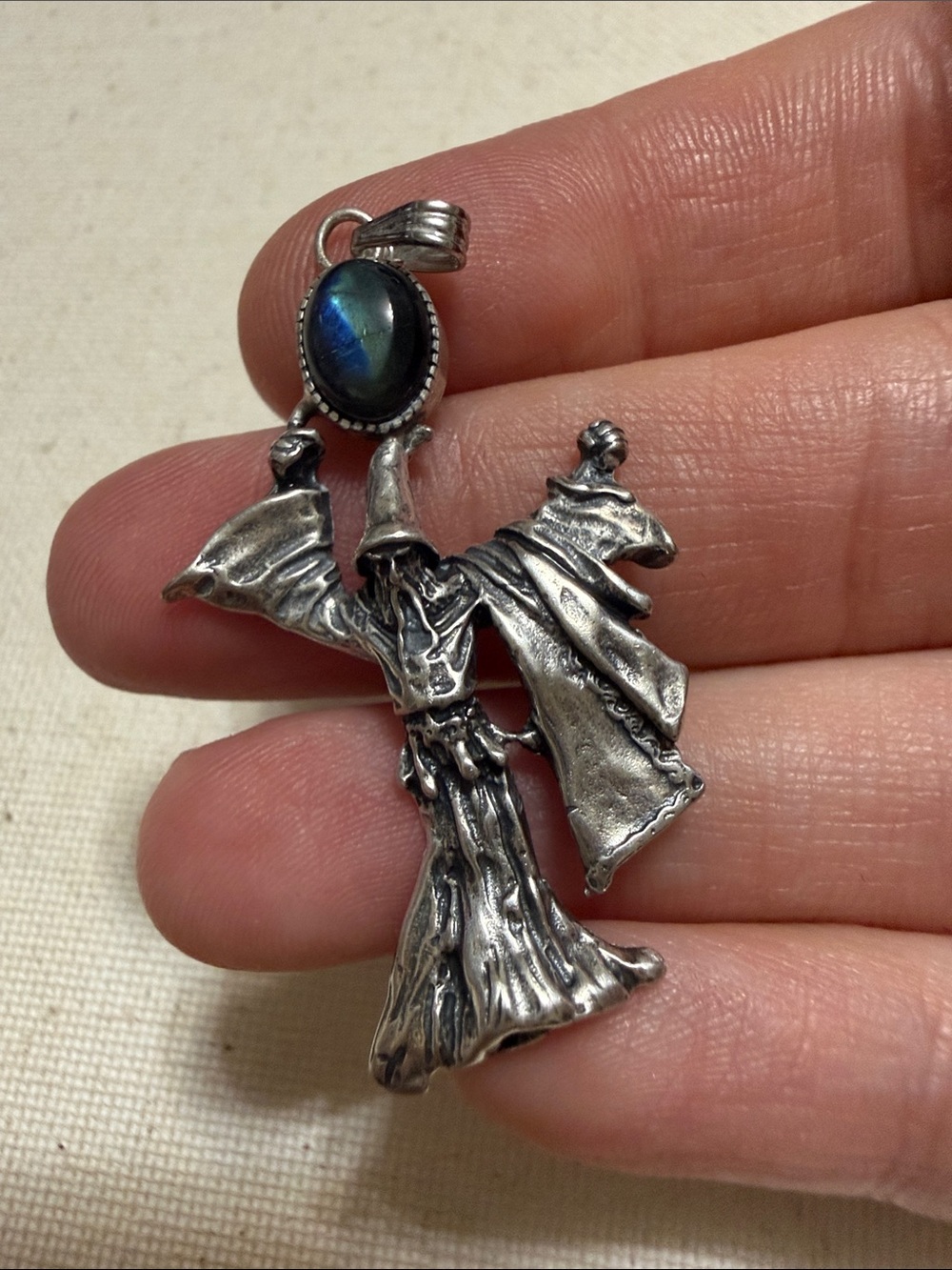 Sterling Silver Wizard Pendant with Dark labradorite Stone - Picture 10 of 10